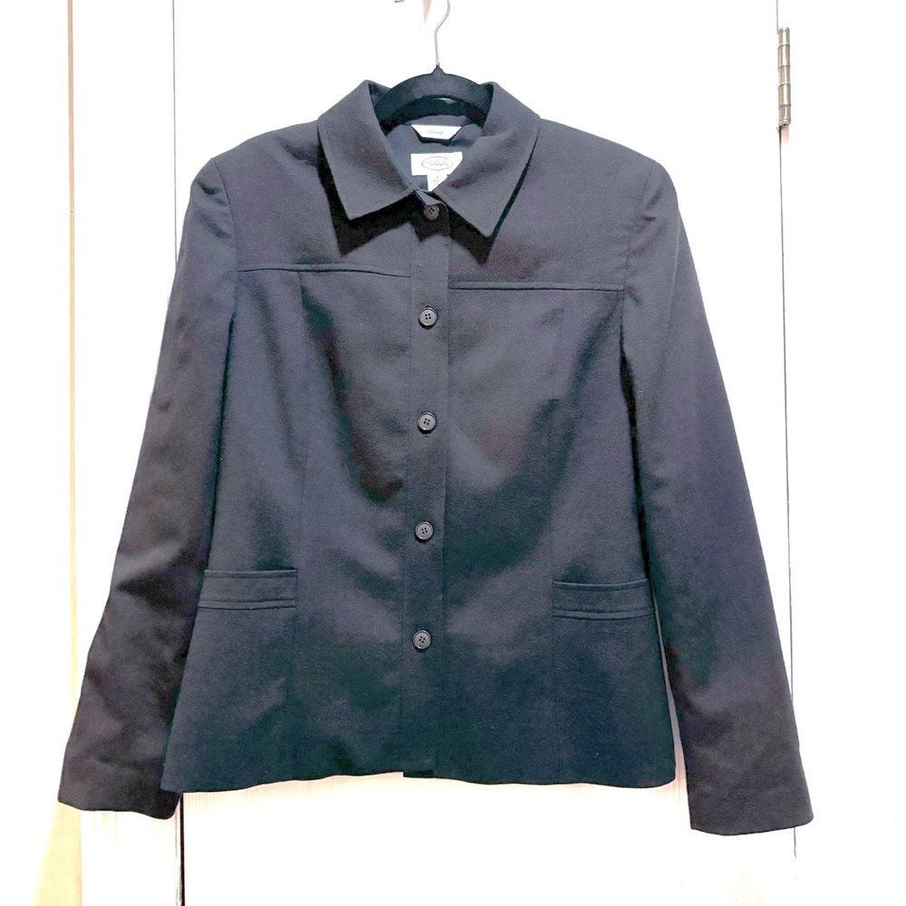 VTG Talbots Wool Blazer Button Up Black Sz 8